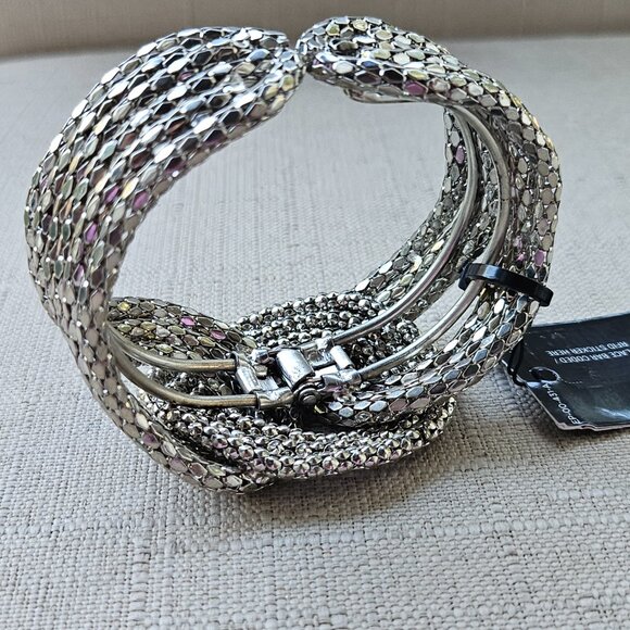 Stunning Clamp Women Bracelet Silver Tone Mesh Look Ladies Fashion Bracelet - Picture 13 of 16